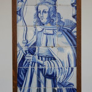 A Dutch Delft blue and white part tile panel of Diana, goddess of the hunt, 17th C. — photo 1