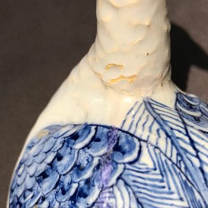 A Dutch Delft blue and white plover-shaped butter tub, 18th C. — photo 13