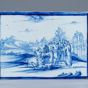 A Dutch Delft blue and white religious subject plaque, 18th C. — photo 1