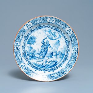 A Dutch Delft blue and white 'Sacrifice of Isaac' dish, 18th C. — 照片 1
