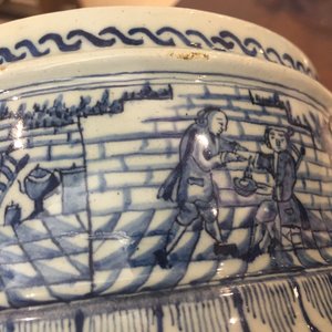 A Dutch Delft blue and white tobacco box and cover with tamper, dated 1763 — photo 17