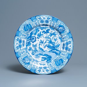 A Dutch Delft blue and white Wanli-style chinoiserie dish, late 17th C. — photo 1