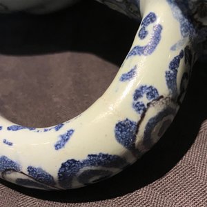 A Dutch Delft blue, white and manganese chinoiserie puzzle jug, dated 1690 — photo 8