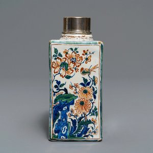 A Dutch Delft cashmere palette chinoiserie tea caddy, 17/18th C. — 照片 3