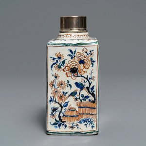 A Dutch Delft cashmere palette chinoiserie tea caddy, 17/18th C. — 照片 5