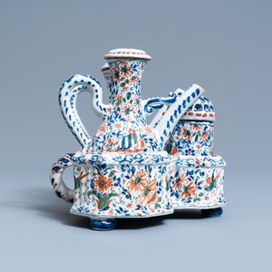 A Dutch Delft cashmere palette cruet set and shaker on stand, 1st quarter 18th C. — photo 3