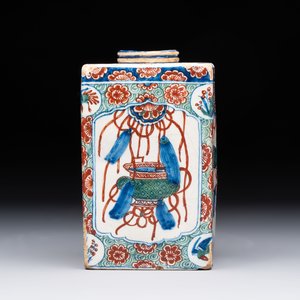 A Dutch Delft cashmere palette tea caddy, early 18th C. — photo 3