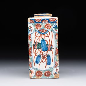 A Dutch Delft cashmere palette tea caddy, early 18th C. — photo 4