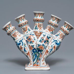 A Dutch Delft cashmere palette tulip vase, 17/18th C. — 照片 2