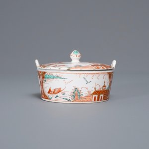 A Dutch Delft doré chinoiserie landscape butter tub and cover, 18th C. — 照片 3