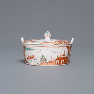 A Dutch Delft doré chinoiserie landscape butter tub and cover, 18th C. — 照片 5