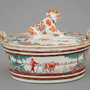 A Dutch Delft petit feu butter tub with a cow, dated 1747 — photo 4