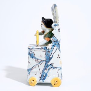 A Dutch Delft polychrome group of a child seated on a toilet, 18th C. — 照片 3