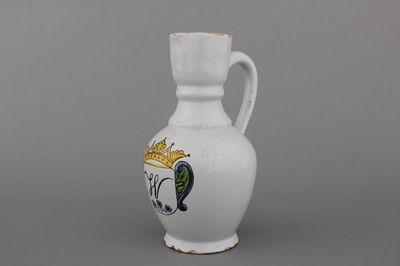 A Dutch Delft polychrome orangist jug, ca. 1800