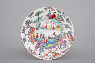 Une assiette blanc de Chine décorée en Europe, 18ème