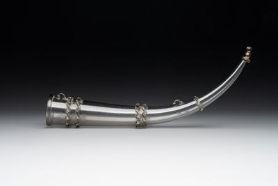 A façon de Venise glass drinking horn, The Netherlands, 16/17th C.