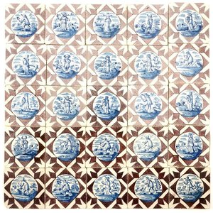 A field of 25 Dutch Delft tiles with figural designs in blue and manganese, 18th C. — photo 1
