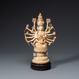 A fine and large Chinese carved ivory figure of Avalokitesvara, 19th C. — 照片 6