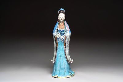 A fine and large Chinese famille rose Guanyin, Jiaqing