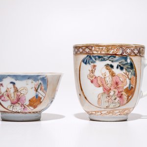 A fine and rare Chinese famille rose cup and saucer and a matching handled cup, Yongzheng — 照片 4