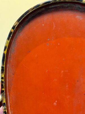 A fine and rare Chinese tortoiseshell-veneered and red-lacquered oval box and cover, signed Wang Wenzhi 王文治, Qianlong mark and of the period — photo 31