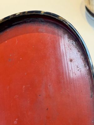 A fine and rare Chinese tortoiseshell-veneered and red-lacquered oval box and cover, signed Wang Wenzhi 王文治, Qianlong mark and of the period — photo 32