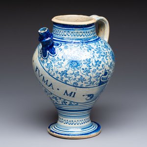 A fine blue and white Antwerp maiolica wet drug jar, 16th C. — 照片 1
