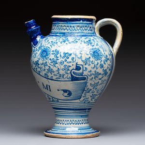 A fine blue and white Antwerp maiolica wet drug jar, 16th C. — 照片 3