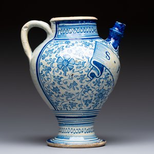 A fine blue and white Antwerp maiolica wet drug jar, 16th C. — 照片 5