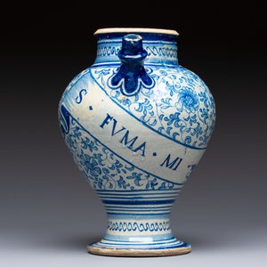 A fine blue and white Antwerp maiolica wet drug jar, 16th C. — 照片 6