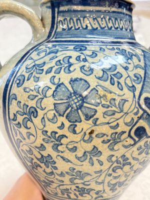 A fine blue and white Antwerp maiolica wet drug jar, 16th C. — photo 10