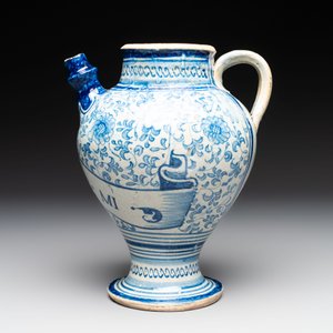 A fine blue and white Antwerp maiolica wet drug jar, 16th C. — photo 4