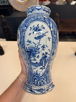 A fine blue and white Dutch Delft five-piece chinoiserie garniture — photo 123