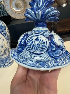 A fine blue and white Dutch Delft five-piece chinoiserie garniture — photo 83