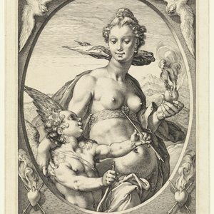 A fine blue and white Dutch Delft plaque with Venus and Amor, after an engraving by Hendrick Goltzius, 18th C. — 照片 3