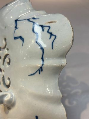 A fine blue and white Dutch Delft strawberry strainer and stand, 18th C. — photo 22