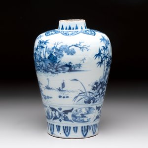 A fine blue and white Dutch Delft Transitional style chinoiserie jar, late 17th C. — 照片 3