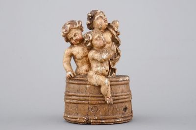 A fine carved and painted wood group of "The legend of Saint Nicholas", 17th C.