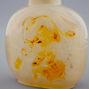 A fine Chinese agate snuff bottle with Liu Hai, 18/19th C. — 照片 5