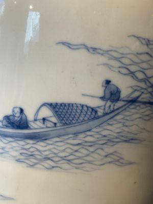 A fine Chinese blue and white 'Bleu de Hue' 'landscape' ewer with bronze mount, Chenghua mark, 18/19th C. — foto 6