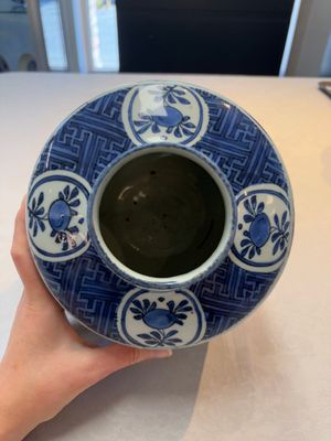A fine Chinese blue and white jar with two cranes in a garden, Wanli — photo 5