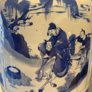 A fine Chinese blue and white rouleau vase, Kangxi — 照片 25