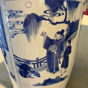 A fine Chinese blue and white rouleau vase, Kangxi — 照片 26