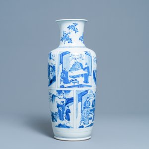 A fine Chinese blue and white rouleau vase, Kangxi — 照片 5