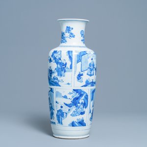 A fine Chinese blue and white rouleau vase, Kangxi — 照片 7