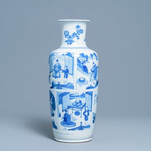 A fine Chinese blue and white rouleau vase, Kangxi — 照片 8