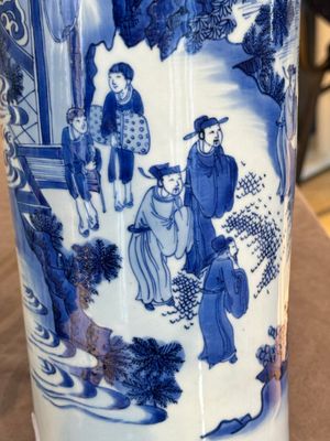 A fine Chinese blue and white sleeve vase with narrative design, Transitional period — photo 12