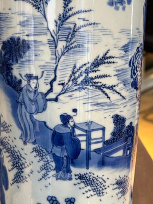 A fine Chinese blue and white sleeve vase with narrative design, Transitional period — photo 13