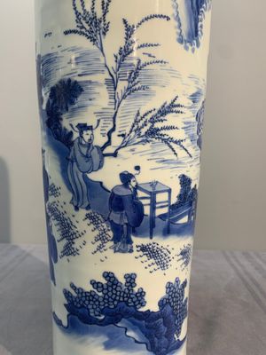 A fine Chinese blue and white sleeve vase with narrative design, Transitional period — photo 8