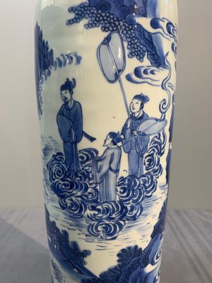 A fine Chinese blue and white sleeve vase with narrative design, Transitional period — photo 9
